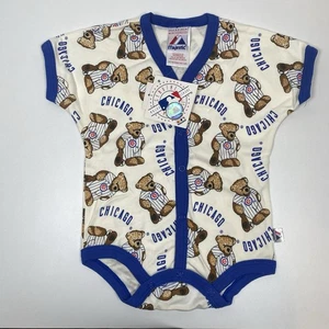 Vintage Chicago Cubs Strampler Majestic Größe 6-9 Monate Baseball Bär Major League - Bild 1 von 8