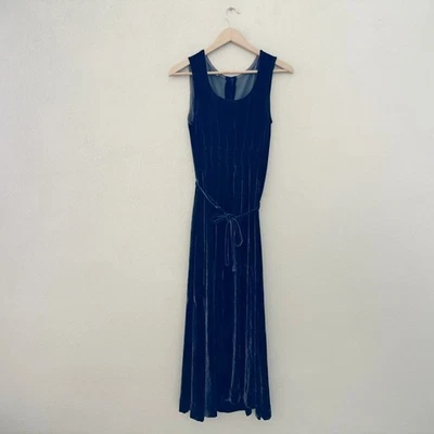 Vintage Velvet Silk Maxi Dress Small Purple Sleeveless Empire Whimsigoth Y2K - Image 1 of 4