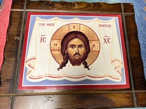 Icon wood Lithography -Saint Mandilion with a black background 13x11” - Picture 1 of 17