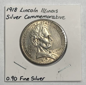 1918 Lincoln Illinois Silver Commemorative Half Dollar - Picture 1 of 2