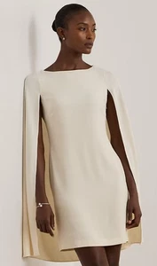 Robe de cocktail Lauren Ralph Lauren Cape Georgette crème taille 4 - Photo 1/12