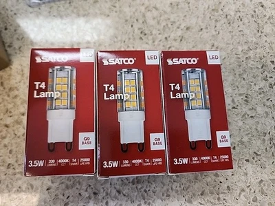 3 Pack Satco S11231 JCD LED  3.5W 35W Double Loop G9 T4 Clear 4000K Light Bulbs - Image 1 of 3