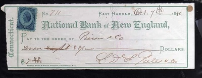 5H275 -  1880  NATIONAL BANK OF NEW ENGLAND  -  EAST HADDAM - Image 1 of 2