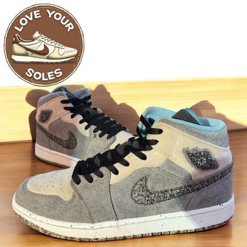 Jordan 1 Mid Crater grigio blu tinta unita UK 10 5