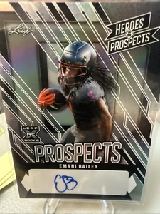 EMANI BAILEY 2024 LEAF HEROES & PROSPECTS ROOKIE AUTO # 15/75 CAROLINA PANTHERS - Picture 1 of 2