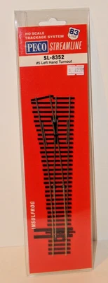 Peco HO #SL-8352 Code 83 #5 Left-Hand Turnout Nickel-Silver Insulfrog NEW - Image 1 of 2