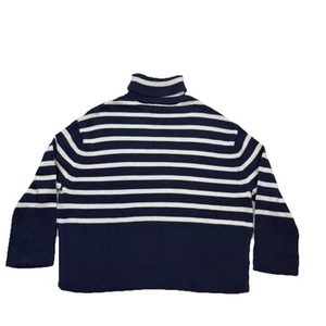 GAP gestreifter Rollkragenpullover marine weiß Strick kastig Größe Small 100 % Baumwolle - Bild 1 von 5