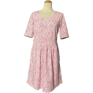 Lands End Floral Scoop Neck Dress Pink Small - Picture 1 of 4