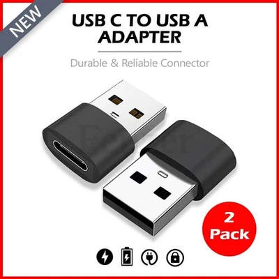 2-Pack USB to USB C Adapter Type-C Female to A Male OTG Converter Car Charger - Image 1 of 4