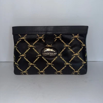 Auténtico bolso clutch de cuero vintage Longchamp colección ecuestre Foto 1 de 4