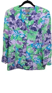 Collection Point Of View Gram Core Floral Blazer Jacket Medium 100% Silk Vibrant - Bild 1 von 7