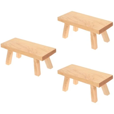  3pcs Wooden Stool Miniature Wood Display Stand Shabby Potted Pot Holder for - Image 1 of 4