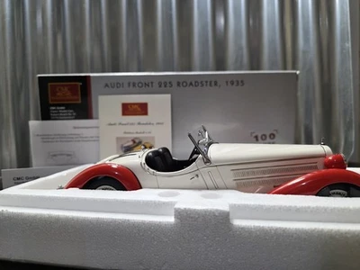 CMC 1935 Audi Front 225 Roadster 1:18 Scale Diecast Model Car M-075C Red/White - Image 1 of 4