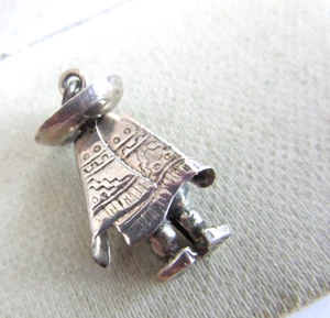Vintage Mexico 925 silver Mexican man wearing a Serape and Hat - Picture 1 of 4