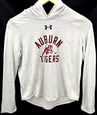 NUEVA AU Auburn Tigers Under Armour LS Camisa Gris Jaspeado con Capucha Jóvenes Niños M Foto 1 de 4