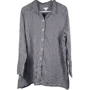 J Jill Shirt Womens XL Black White Gingham Check Button Up Stretch Casual Top - Picture 1 of 4