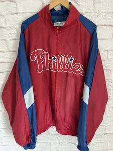 Majestic Athletic Philadelphia Phillies Windbreaker Jacket Mens XL USA Sport Red - Picture 1 of 13