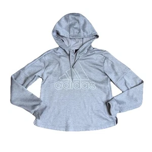 Adidas Girls Size 6X Hoodie Sweatshirt Pullover Heather Gray Logo Hooded - Picture 1 of 7