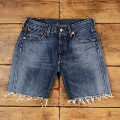 Vintage Levi's Denim Shorts 28 Levis 501 Raw Hem White Oak None Jorts Womens - Image 1 of 4
