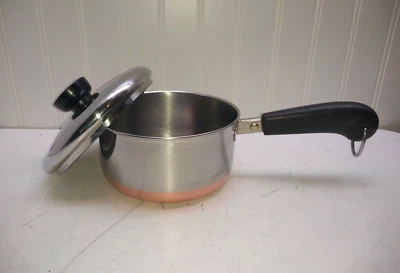 Revere Ware 1 Qt Saucepan Copper Clad Stainless Butter Pot Warmer Frying Pan Lid - Image 1 of 4