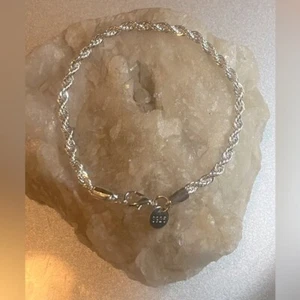 Auténtico brazalete de lujo de 8 pulgadas con cadena de cuerda retorcida de plata de ley 925 estampado - Imagen 1 de 16