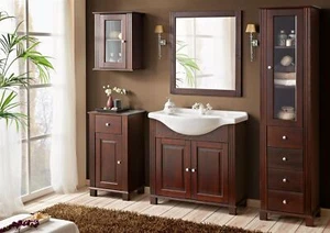 Badmöbel Set 5-tlg ERNA Massivholz Wenge inkl.Waschtisch 65 cm - Bild 1 von 6