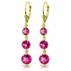 7,2 Karat 14K Massiv Gelbgold Edelstein Chandelier Ohrringe Rosa Topas - Bild 1 von 3
