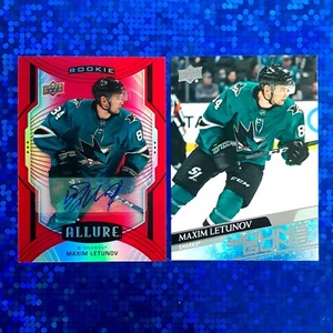 2020 Allure Maxim Letunov Red Rainbow Auto #102 & Upper Deck Young Guns #487 - Picture 1 of 8