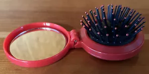 Folding COMPACT MIRROR Pocket TRAVEL Collapsible BRUSH. Handy! - Picture 1 of 3