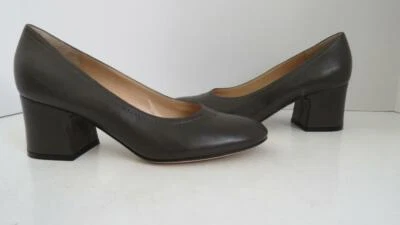 Gianvito Rossi Cuero Gris Oscuro Puntera Redonda Bloques Tacones/Bombas/Zapatos 38.5/8 Foto 1 de 4