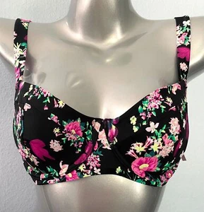 Victorias Secret Swim Bikini Top Nwt Black Floral Wicked Underwire Sling - Picture 1 of 4
