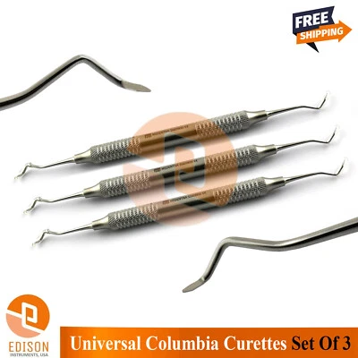 3Pcs Periodontal Dental Hygienist Universal Columbia Curettes 13/14 Double Ended - Image 1 of 2