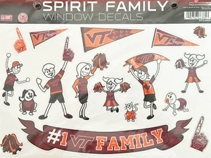 VIRGINIA TECH SPIRIT FAMILY DECALCOMANIE PER FINESTRE (1) Attacchi per finestre Celebra College - Foto 1 di 1