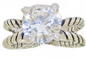 Anillo Cable Piedra Circonita Compromiso Boda Plata 2 Filas Oro Blanco Fino Talla 6 Nuevo - Imagen 1 de 4