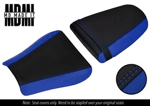 FITS TRIUMPH DAYTONA 955 i 01-05 CUSTOM GRIP VINYL SEAT COVER SET BLACK & BLUE - Picture 1 of 5