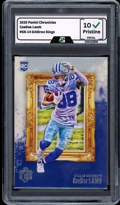 Tarjeta de novato Panini Chronicles #GK-14 2020 CeeDee Lamb graduada 10 gemas como nueva radiocontrol Foto 1 de 2