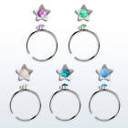 Surgical Steel Nose Ring Hoop Star Shaped Top Synthetic Opal