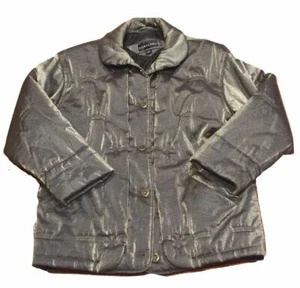 J. Gallery Iridescent Golden Green Metallic Olive Button-Down Jacket Coat sz L - Picture 1 of 11