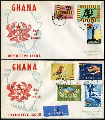 Ghana 48-60,C1-C2,four FDC. 1959.Cocoa,Diamond,Bishop,Lily,Orchid,Cranes, - Image 1 of 2