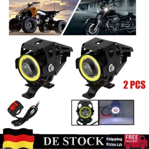 2x Faro LED Moto Angel Eye Faro LED Anteriore Universale Bianco - Foto 1 di 12