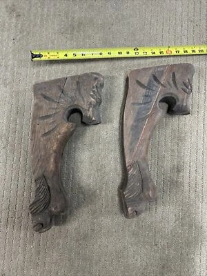 Soporte de ménsula tallada madera león 16” en salvamento arquitectónico francés antiguo Foto 1 de 4