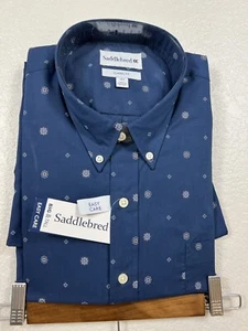Saddlebred Button Front Long Sleeve Shirt Men's Big & Tall NWT Navy Sm Print XLT - Picture 1 of 5