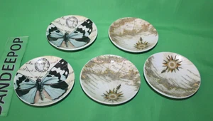 5 Piece Pottery Barn Post Card Collection Trinket Plates Butterfly And Coastal - Picture 1 of 5
