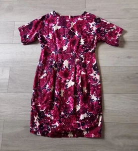 ASOS Maternity Shift Dress Pink Purple Floral Stretch Cotton Smart Occasion UK12 - Picture 1 of 24