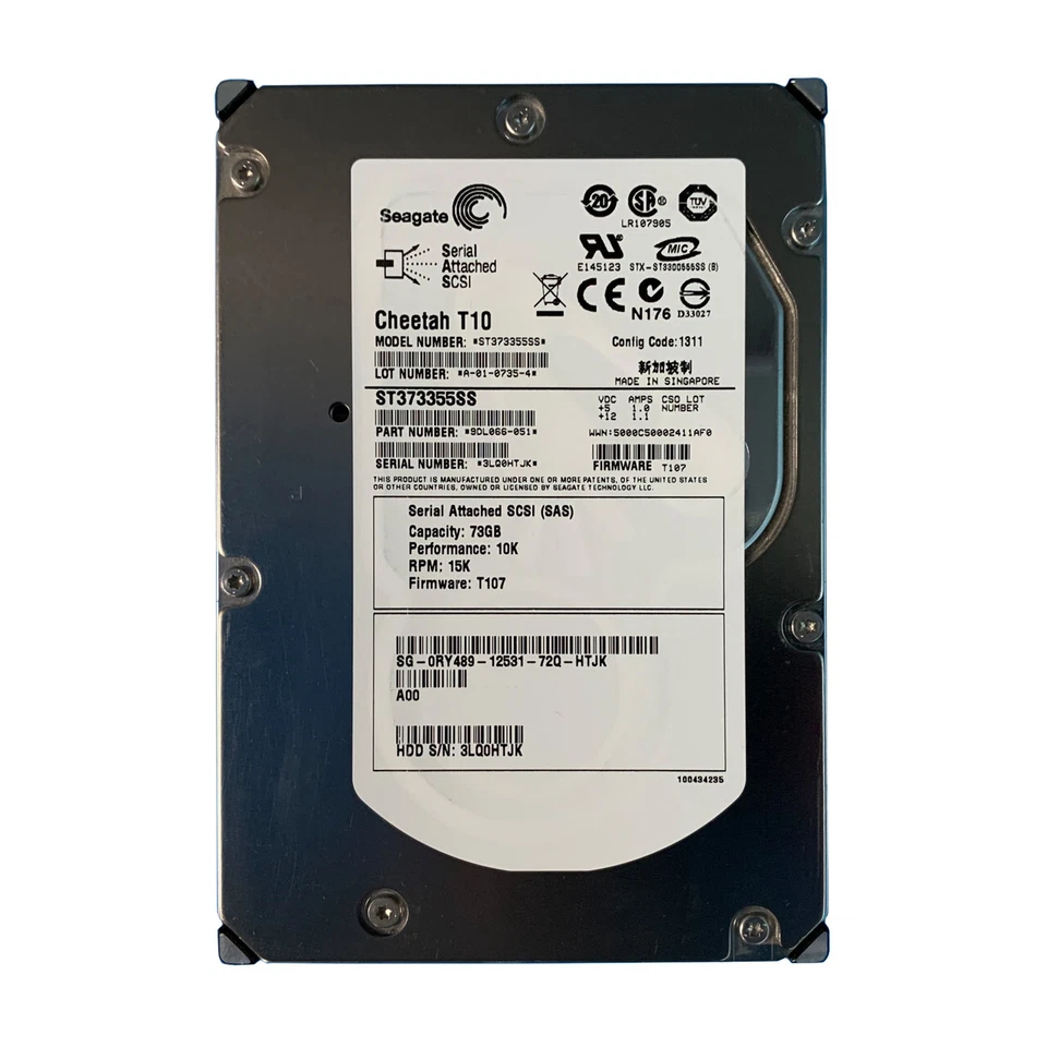 Dell RY489 / Seagate ST373355SS 73GB 15K 3.5" SAS HDD – Enterprise Server Drive - Image 1 of 1