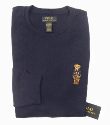 Polo Ralph Lauren Para Hombre Azul Marino Polo Oso Tejido Waffle Camiseta Térmica Foto 1 de 2