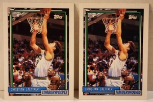 1992-93 Topps (2) Christian Laettner ROOKIE #334 Minnesota Timberwolves Card - Picture 1 of 2