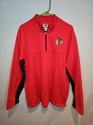 Pullover NHL Hockey Chicago Blackhawks Para Hombres Talla XL Cremallera 1/4 Manga Larga Foto 1 de 4