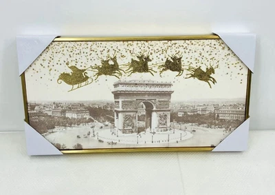 18.5" CHRISTMAS PARIS CANVAS WALL ART Arc de Triomphe Christmas NEW RAZ 4221522 - Image 1 of 4