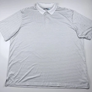 Camisa Polo Roundtree & Yorke Performance 3XT Gris Blanco Rayas Absorbe la Humedad - Imagen 1 de 8
